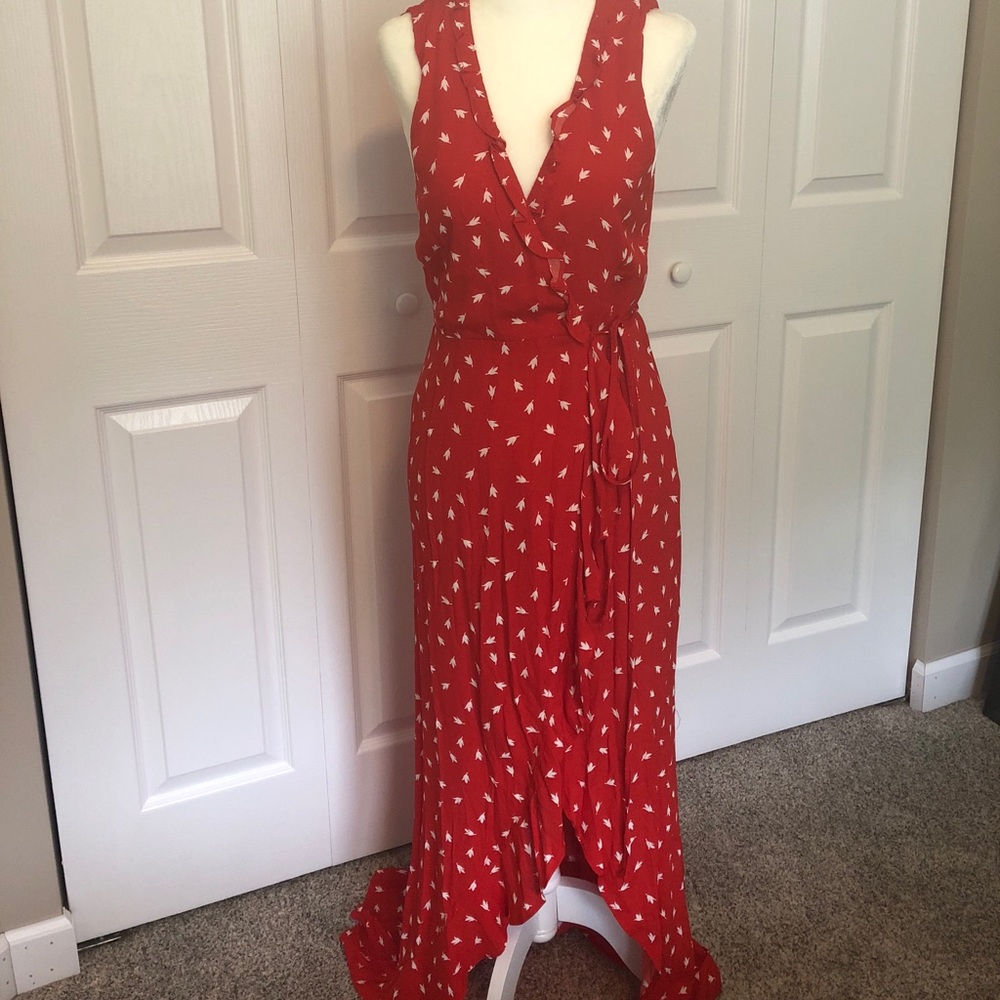 Red wrap dress